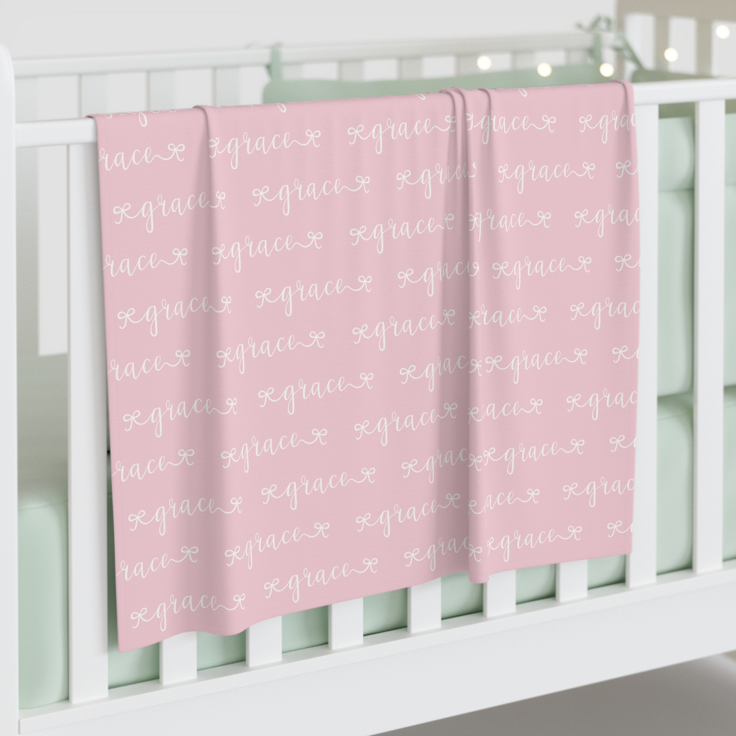 Personalized Name Baby Swaddle Blanket | Bows