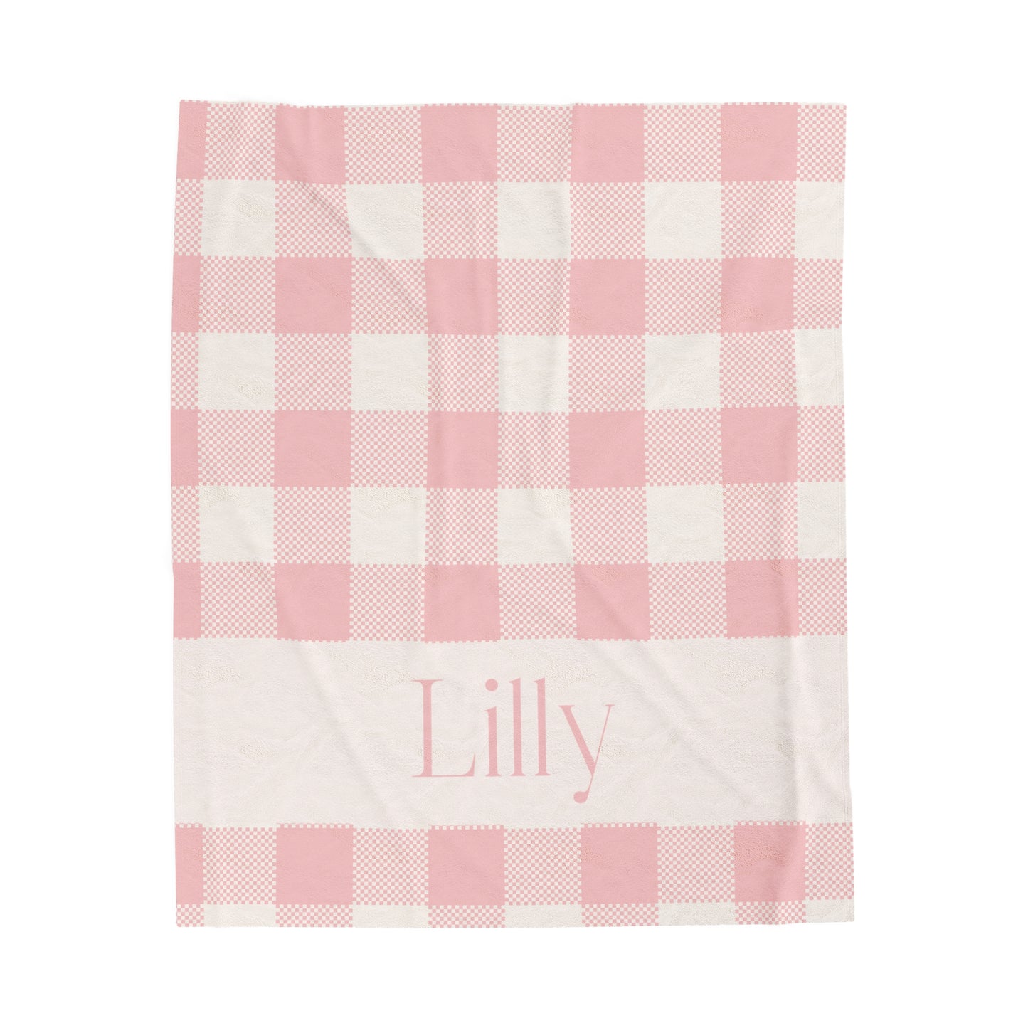 Personalized Pink Gingham Minky Blanket