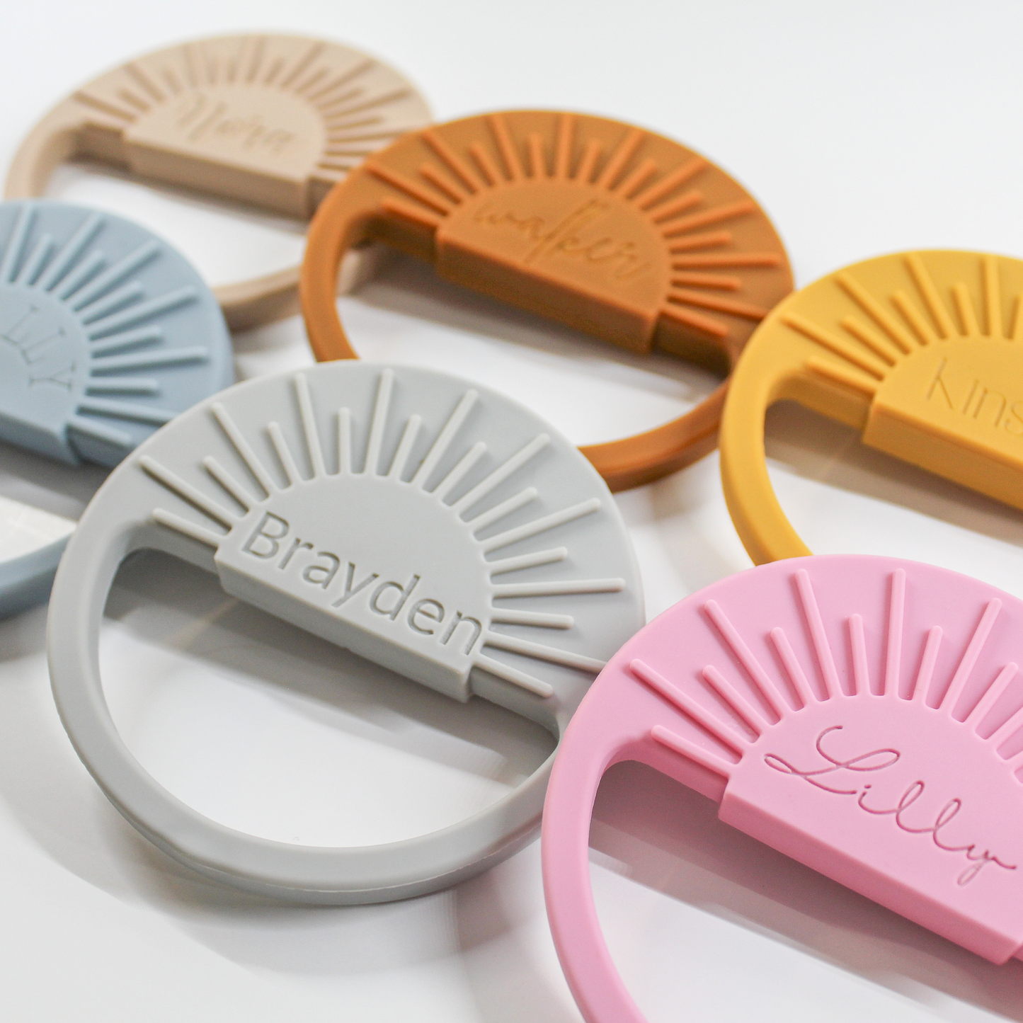 Engraved Boho Sunburst Silicone Baby Teether