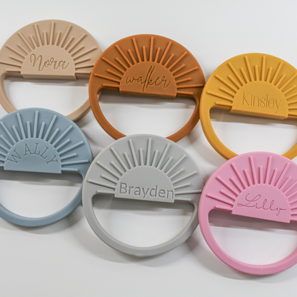 Engraved Boho Sunburst Silicone Baby Teether