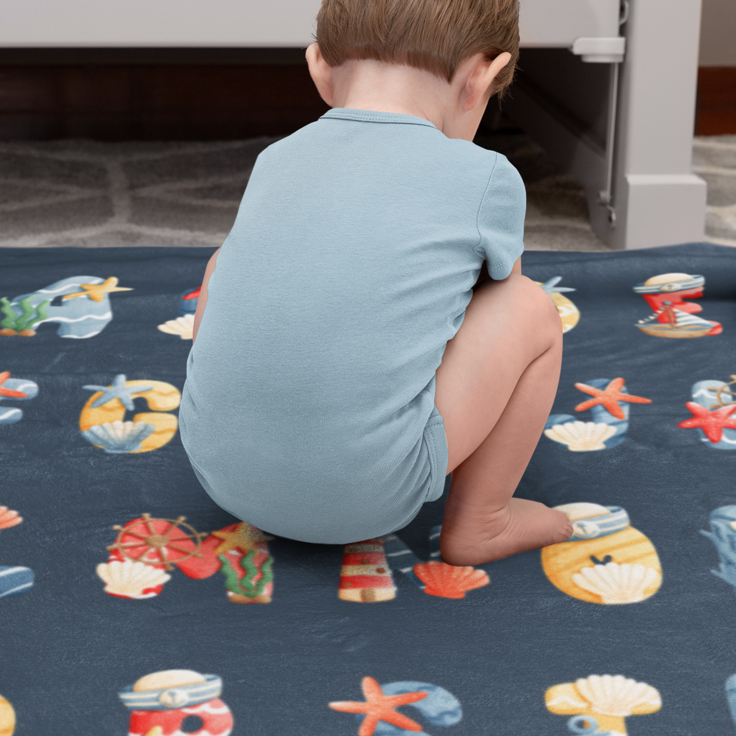 Nautical Alphabet Minky Blanket