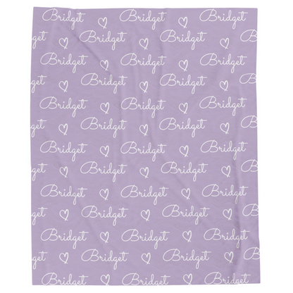 Solid Color with Hearts Personalized Minky Blanket