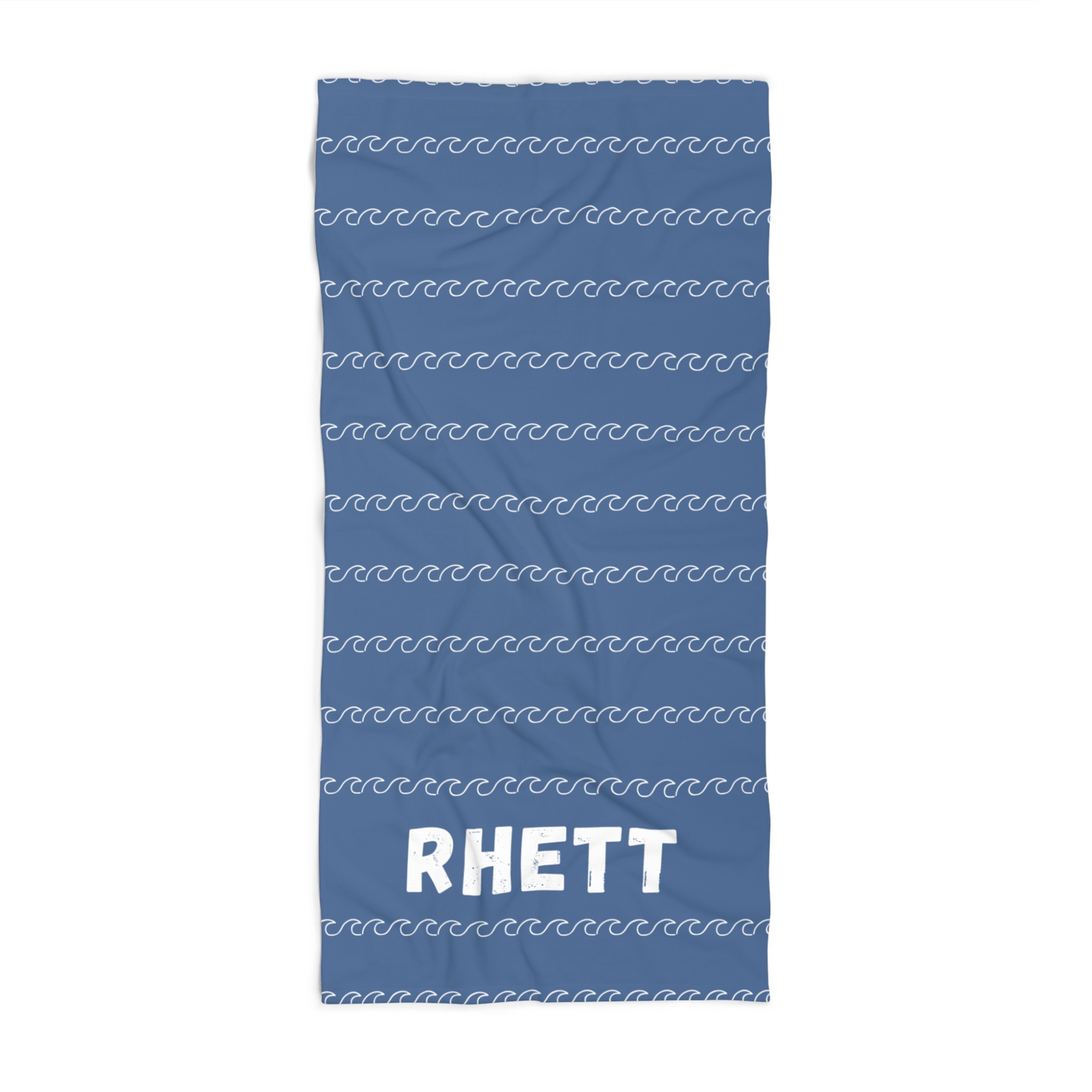 Personalized Navy Waves Beach Towel