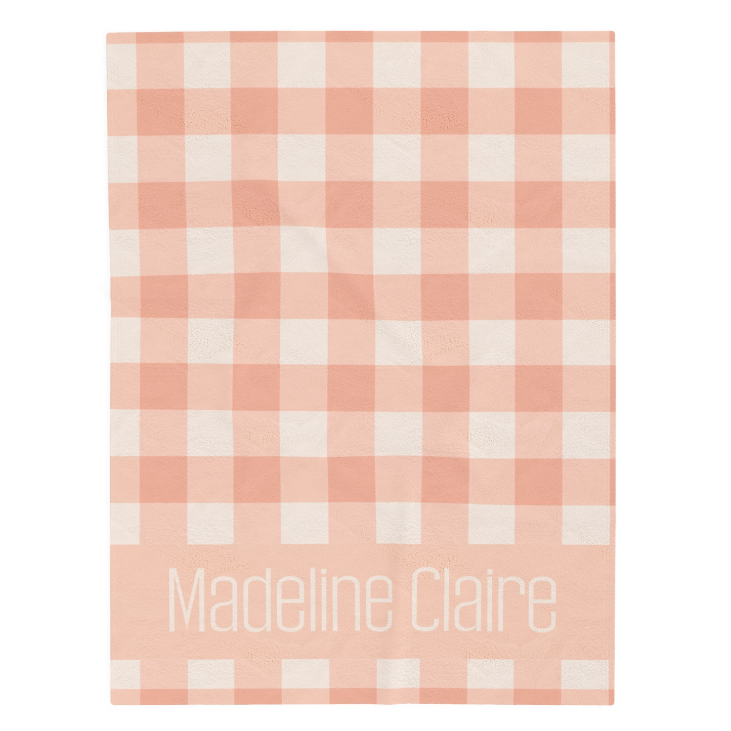 Sherbet Gingham Name Minky Velveteen Plush Blanket