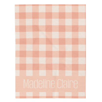 Sherbet Gingham Name Minky Velveteen Plush Blanket