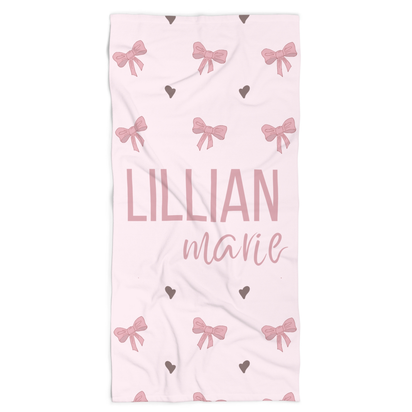 Pink Bow Personalized Beach Towel