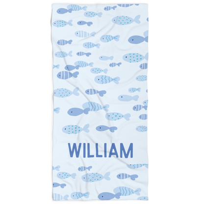 Personalized Blue Fish Beach Towel