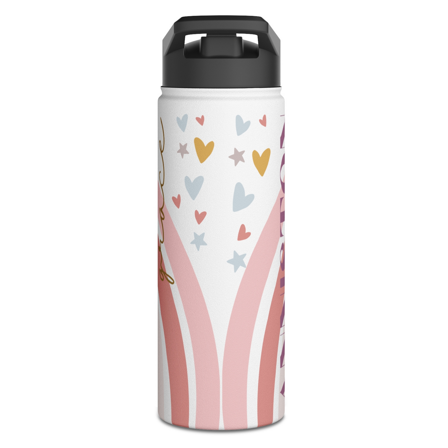 Boho Rainbow Personalized Kids Water Bottle