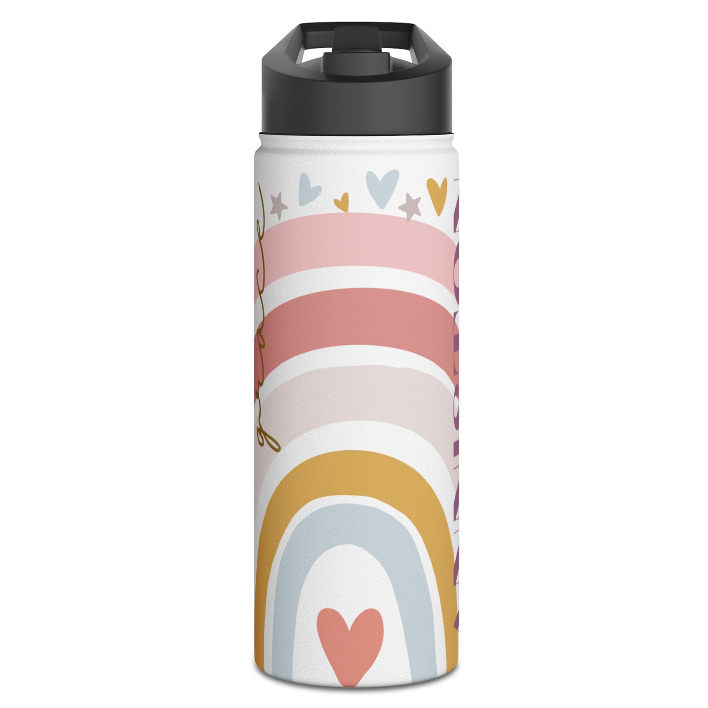 Boho Rainbow Personalized Kids Water Bottle