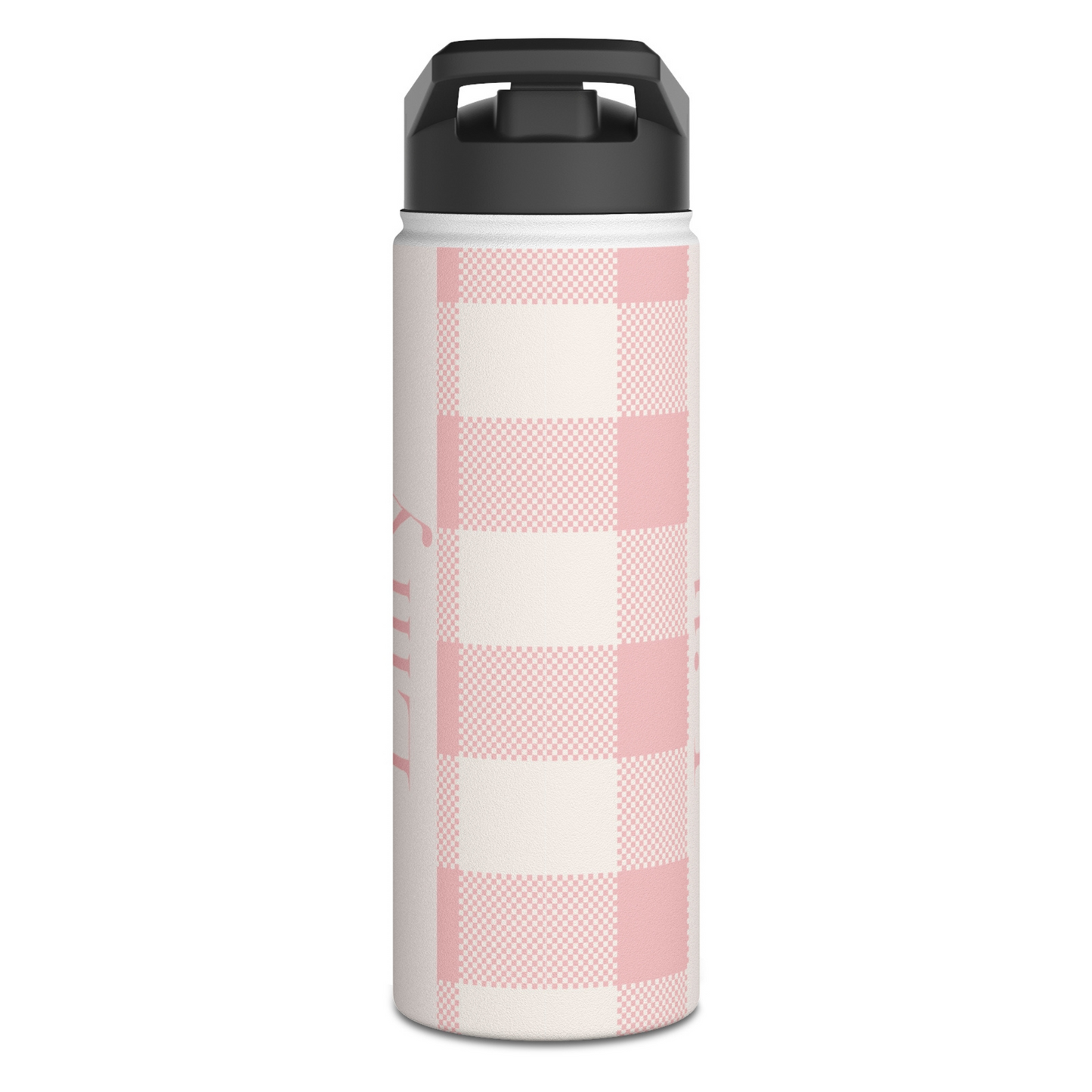 Pink Gingham Personalized Kids Water Bottle