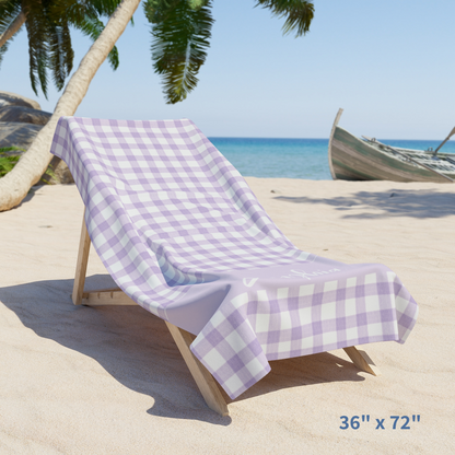 Personalized Purple Gingham Beach Towel