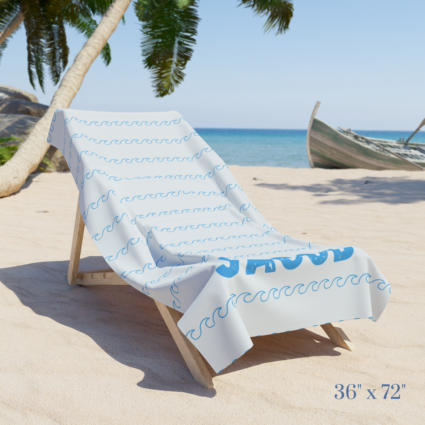 Personalized Blue Waves Beach Towel